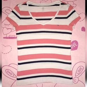 Tommy Hilfiger Women’s  Striped V-neck Top, Size L